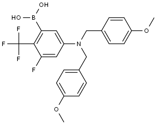 (5-(Bis(4-methoxybenzyl)amino)-3-fluoro-2-(trifluoromethyl)phenyl)boronic acid Structure