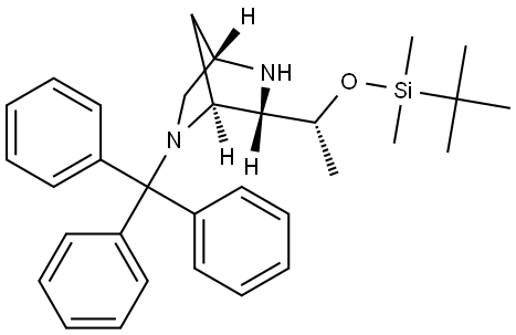 (4S,6S)-6-((S)-1-((tert-Butyldimethylsilyl)oxy)ethyl)-2-trityl-2,5-diazabicyclo[2.2.1]heptane Structure