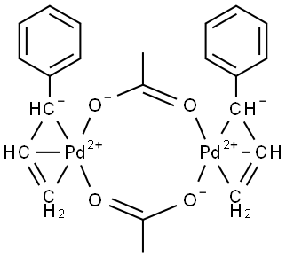 Bis[μ-(acetato-κO:κO′)]bis[(1,2,3-η)-1-phenyl-2-propenyl]dipalladium Structure