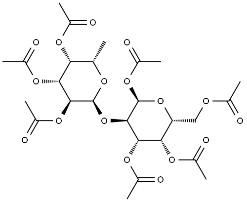1',3',4',6'-tetra-O-acetyl-2'-O-(2,3,4-tri-O-acetyl-α-L-fucopyranosyl)-α-D-galactopyranose Structure