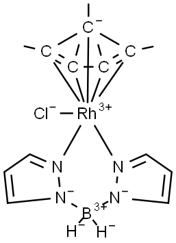Rhodium, chloro[dihydrobis(1H-pyrazolato-κN1)borato(1-)-κN2,κN2′][(1,2,3,4,5-η)- Structure