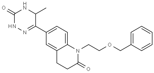2(1H)-Quinolinone, 3,4-dihydro-1-[2-(phenylmethoxy)ethyl]-6-(2,3,4,5-tetrahydro-5-methyl-3-oxo-1,2,4-triazin-6-yl)- Structure