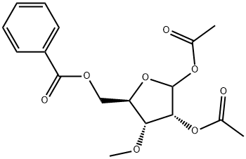 1,2-Di-O-acetyl-5-Benzoyl-3-O-Methyl-D-ribofuranose Structure