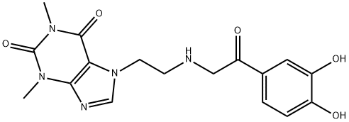 7-[2-[(3,4-Dihydroxyphenacyl)amino]ethyl]-3,7-dihydro-1,3-dimethyl-1H-purine-2,6-dione Structure