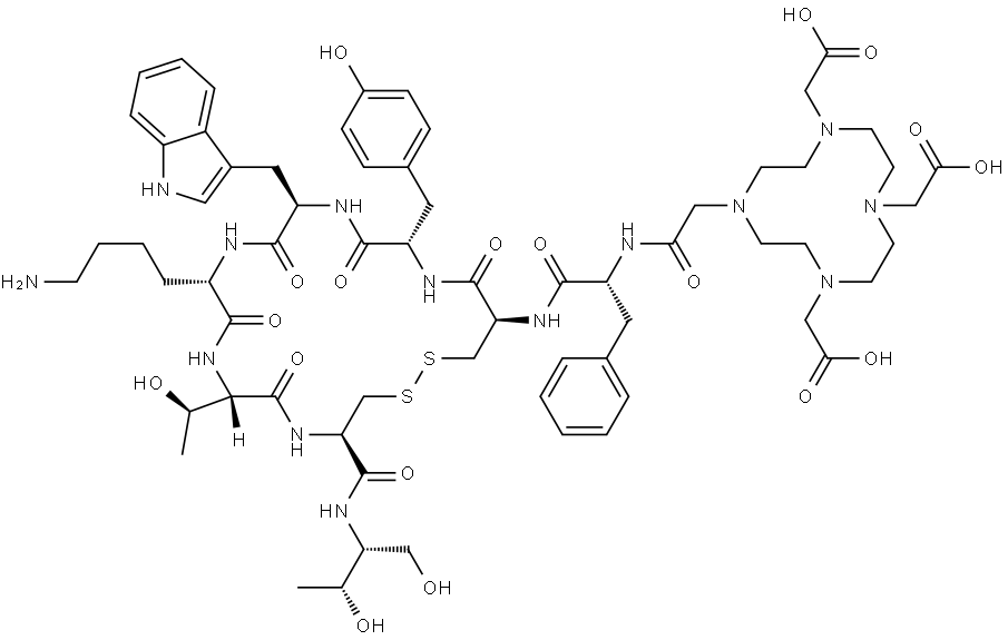 DOTA-D-PHE-CYS-TYR-D-TRP-LYS-THR-CYS-THR-OL (DISULFIDE BRIDGE: 2-7) Structure