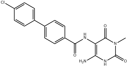 [1,1-Biphenyl]-4-carboxamide,  N-(4-amino-1,2,3,6-tetrahydro-1-methyl-2,6-dioxo-5-pyrimidinyl)-4-chloro- Structure