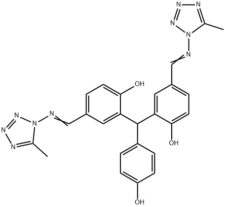 2,2''-[(4-HYDROXYFENYL)METHYLEEN]BIS(4-{(E)-[(5-METHYL-1H-TETRAZOOL1-YL)IMINO]METHYL}FENOL) Structure