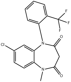7-Chloro-1-methyl-5-[2-(trifluoromethyl)phenyl]-1H-1,5-benzodiazepine-2,4(3H,5H)-dione Structure