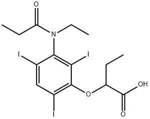 2-[3-(N-Ethylpropionylamino)-2,4,6-triiodophenoxy]butyric acid Structure