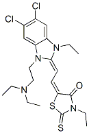 5-[2-[5,6-dichloro-1-[2-(diethylamino)ethyl]-3-ethylbenzimidazolin-2-ylidene]ethylidene]-3-ethylrhodanine Structure