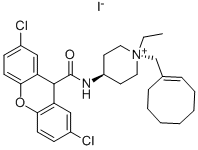 1,4-TRANS-1-(1-CYCLOOCTEN-1-YLMETHYL)-4-[[(2,7-DICHLORO-9H-XANTHEN-9-YL)CARBONYL]AMINO]-1-ETHYLPIPERIDINIUM IODIDE Structure