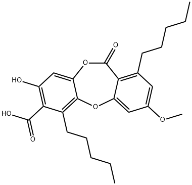 8-Hydroxy-3-methoxy-11-oxo-1,6-dipentyl-11H-dibenzo[b,e][1,4]dioxepin-7-carboxylic acid Structure