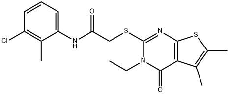 N-(3-chloro-2-methylphenyl)-2-[(3-ethyl-5,6-dimethyl-4-oxo-3,4-dihydrothieno[2,3-d]pyrimidin-2-yl)sulfanyl]acetamide Structure