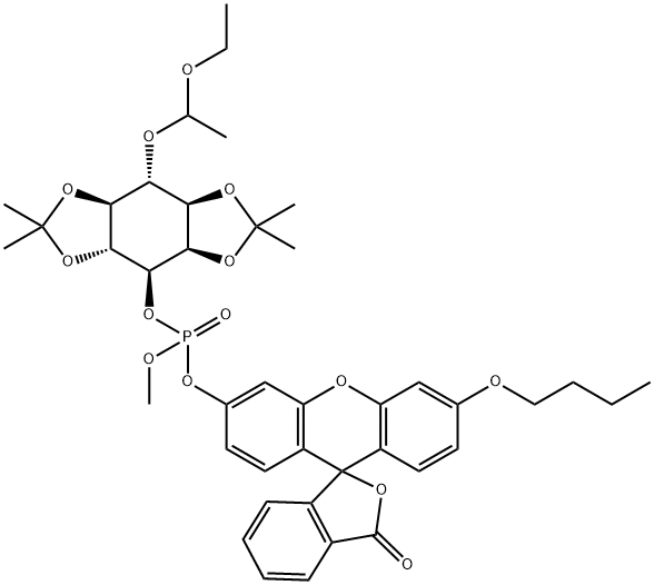 O-METHYL-O-(N-BUTYLFLUORESCEIN)-O-{3-[6-O-(D,L-1-ETHOXYETHYL)-1,2:4,5-BIS-O-(1-METHYLETHYLIDENE)-D,L-MYO-INOSITOL]}PHOSPHATE Structure