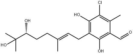 3-Chloro-5-[(E)-6,7-dihydroxy-3,7-dimethyl-2-octenyl]-4,6-dihydroxy-2-methylbenzaldehyde Structure