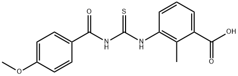 3-[[[(4-METHOXYBENZOYL)AMINO]THIOXOMETHYL]AMINO]-2-METHYL-BENZOIC ACID Structure
