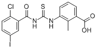 3-[[[(2-CHLORO-5-IODOBENZOYL)AMINO]THIOXOMETHYL]AMINO]-2-METHYL-BENZOIC ACID Structure