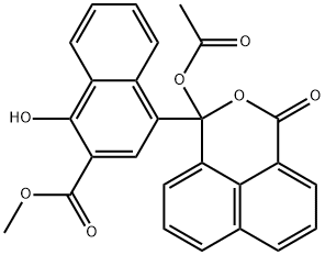 methyl 4-[1-(acetoxy)-3-oxo-1H,3H-naphtho[1,8-cd]pyran-1-yl]-1-hydroxy-2-naphthoate  Structure