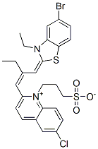 2-[2-[(5-bromo-3-ethyl-3H-benzothiazol-2-ylidene)methyl]but-1-enyl]-6-chloro-1-(3-sulphonatopropyl)quinolinium Structure