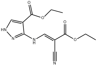 (E)-3-[(2-Cyano-3-ethoxy-3-oxo-1-propenyl)aMino]-1H-pyrazole-4-carboxylic Acid Ethyl Ester Structure