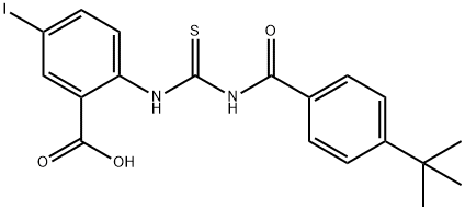 2-[[[[4-(1,1-DIMETHYLETHYL)BENZOYL]AMINO]THIOXOMETHYL]AMINO]-5-IODO-BENZOIC ACID Structure