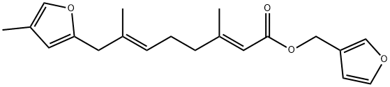(2E,6E)-3,7-Dimethyl-8-(4-methyl-2-furyl)-2,6-octadienoic acid 3-furylmethyl ester Structure