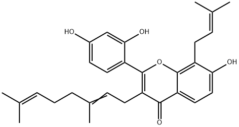 2-(2,4-Dihydroxyphenyl)-3-(3,7-dimethyl-2,6-octadienyl)-7-hydroxy-8-(3-methyl-2-butenyl)-4H-1-benzopyran-4-one Structure