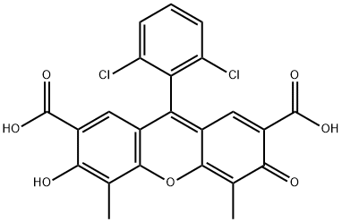 9-(2,6-Dichlorophenyl)-6-hydroxy-4,5-dimethyl-3-oxo-3H-xanthene-2,7-dicarboxylic acid Structure
