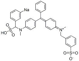 N-Methyl-N-[4-[[4-[N-methyl-N-(3-sodiosulfobenzyl)amino]phenyl]phenylmethylene]-2,5-cyclohexadien-1-ylidene]-3-sulfonatobenzenemethanaminium Structure