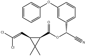 alpha-cyano-3-phenoxybenzyl [1R-[1alpha(R*),3alpha]]-3-(2,2-dichlorovinyl)-2,2-dimethylcyclopropanecarboxylate Structure