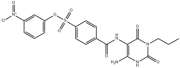 Benzenesulfonic  acid,  4-[[(4-amino-1,2,3,6-tetrahydro-2,6-dioxo-1-propyl-5-pyrimidinyl)amino]carbonyl]-,  3-nitrophenyl  ester Structure