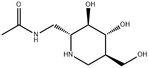 Acetamide, N-[[(2R,3R,4R,5R)-3,4-dihydroxy-5-(hydroxymethyl)-2-piperidinyl]methyl]- (9CI) Structure