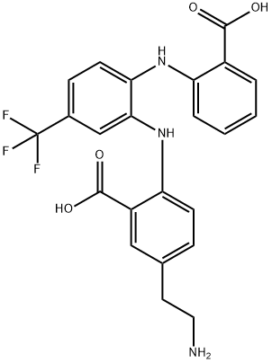 Benzoic  acid,  5-(2-aminoethyl)-2-[[2-[(2-carboxyphenyl)amino]-5-(trifluoromethyl)phenyl]amino]- Structure