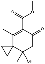 Spiro[2.5]oct-4-ene-5-carboxylic acid, 8-hydroxy-4,8-dimethyl-6-oxo-, methyl ester (9CI) Structure