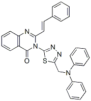3-[5-[(diphenylamino)methyl]-1,3,4-thiadiazol-2-yl]-2-[(E)-2-phenylethenyl]quinazolin-4-one Structure