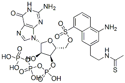 guanosine-5'-O-(3-thio-(acetylaminoethyl)-1-naphthylamine-5-sulfonic acid)triphosphate Structure