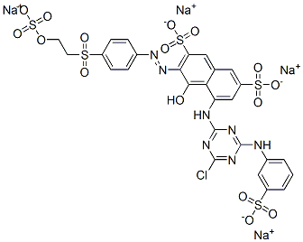 5-[[4-chloro-6-[(3-sulphophenyl)amino]-1,3,5-triazin-2-yl]amino]-4-hydroxy-3-[[4-[[2-(sulphooxy)ethyl]sulphonyl]phenyl]azo]naphthalene-2,7-disulphonic acid, sodium salt Structure