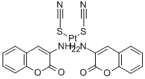 Platinum, bis(3-amino-2H-1-benzopyran-2-one-N)bis(thiocyanato-S)-, (SP -4-2)- Structure