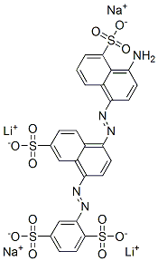 2-[[4-[(4-amino-5-sulpho-1-naphthyl)azo]-7-sulpho-1-naphthyl]azo]benzene-1,4-disulphonic acid, lithium sodium salt Structure