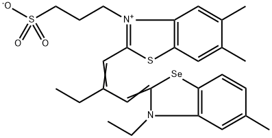 2-[2-[(3-ethyl-5-methylbenzoselenazol-2(3H)-ylidene)methyl]but-1-enyl]-5,6-dimethyl-3-(3-sulphonatopropyl)benzothiazolium Structure