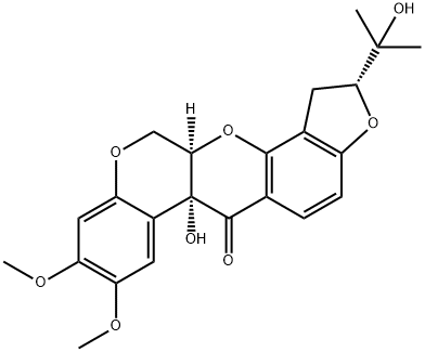 (1)Benzopyrano(3,4-b)furo(2,3-h)(1)benzopyran-6(6aH)-one, 1,2,12,12a-t etrahydro-6a-hydroxy-2-(1-hydroxy-1-methylethyl)-8,9-dimethoxy-, (2R-( 2alpha,6aalpha,12aalpha))- Structure
