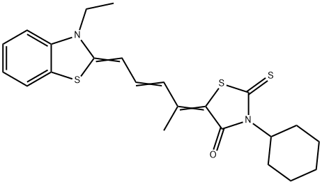 3-cyclohexyl-5-[4-(3-ethylbenzothiazol-2(3H)-ylidene)-1-methylbut-2-enylidene]-2-thioxothiazolidin-4-one Structure