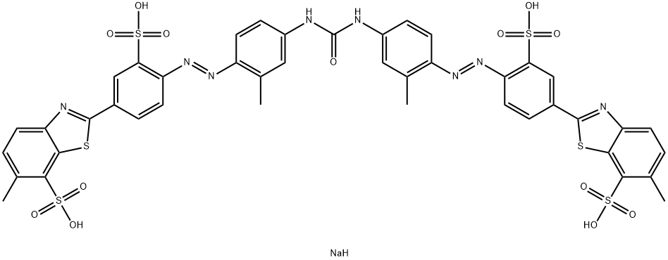 tetrasodium 2,2'-[carbonylbis[imino(2-methyl-p-phenylene)azo(3-sulphonato-p-phenylene)]]bis[6-methylbenzothiazole-7-sulphonate] Structure