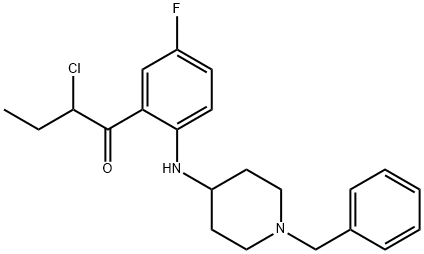 1-Butanone,  2-chloro-1-[5-fluoro-2-[[1-(phenylmethyl)-4-piperidinyl]amino]phenyl]- Structure