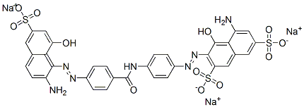 trisodium 5-amino-3-[[4-[[4-[(2-amino-8-hydroxy-6-sulphonato-1-naphthyl)azo]benzoyl]amino]phenyl]azo]-4-hydroxynaphthalene-2,7-disulphonate Structure