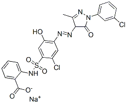 sodium 2-[[[2-chloro-4-[[1-(3-chlorophenyl)-4,5-dihydro-3-methyl-5-oxo-1H-pyrazol-4-yl]azo]-5-hydroxyphenyl]sulphonyl]amino]benzoate  Structure