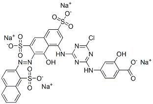 tetrasodium 4-[[4-chloro-6-[[8-hydroxy-3,6-disulphonato-7-[(1-sulphonato-2-naphthyl)azo]-1-naphthyl]amino]-1,3,5-triazin-2-yl]amino]salicylate  Structure
