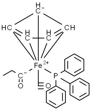 (R)-(-)-PROPIONYL CYCLOPENTADIENYL IRON CARBONYL TRIPHENYLPHOSPHINE COMPLEX Structure
