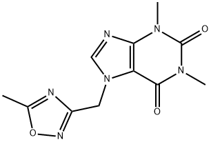 3,7-Dihydro-1,3-dimethyl-7-((5-methyl-1,2,4-oxadiazol-3-yl)methyl)-1H- purine-2,6-dione Structure