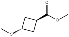 Cyclobutanecarboxylic acid, 3-(methylthio)-, methyl ester, trans- (9CI) Structure